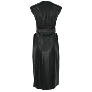 DR23465_BLK-01 Μαύρο Φόρεμα Δερματίνης Με Ζώνη manolo