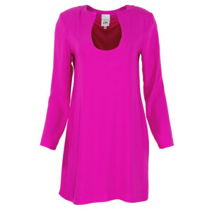 MA23065_PNK-00 Κοντό Ροζ Φόρεμα Με Στρόγγυλο Λαιμό manolo