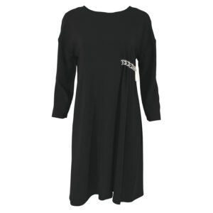 603022_BLK-00 Μαύρο Φόρεμα Με Τρέσσα-Σούρα pirouette