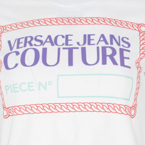 73HAHT14-CJ00T_003-00 Άσπρο T-Shirt Με Χρωματιστή Στάμπα Versace Jeans Couture