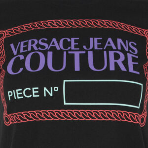 73HAHT14-CJ00T_899-00 Μαύρο T-Shirt Με Χρωματιστή Στάμπα Versace Jeans Couture