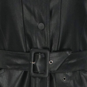 DR23465_BLK-02 Μαύρο Φόρεμα Δερματίνης Με Ζώνη manolo