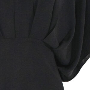 K22-05_BLK-02 Μαύρο Maxi Φόρεμα Με Ντραπέ Μπούστο Didone