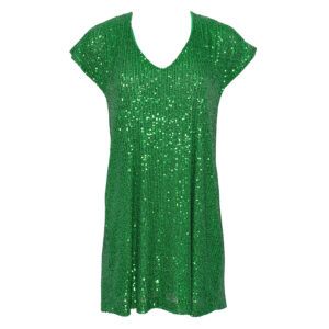 2236003_GRN-00 Κοντό Πράσινο Φόρεμα Παγιέτα c-throu