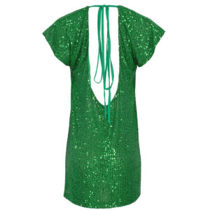 2236003_GRN-01 Κοντό Πράσινο Φόρεμα Παγιέτα c-throu
