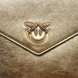 100191A0F8_ZZLQ-02 Flat Purse Χρυσό Λαμέ Δερμάτινο Τσαντάκι pinko
