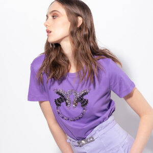 100535A0MA_YB1-mdl Quentin Μωβ T-Shirt Με Love Birds pinko