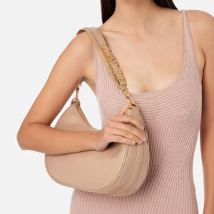 BS04A31E2_390-mdl Μπεζ Τσάντα Με Χρυσό Logo elisabetta franchi