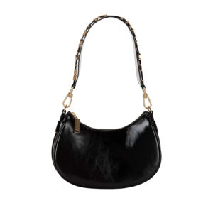 BS05A31E2_110-00 Μαύρη Τσάντα Με Χρυσό Logo elisabetta franchi