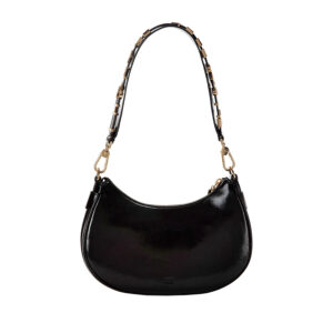 BS05A31E2_110-01 Μαύρη Τσάντα Με Χρυσό Logo elisabetta franchi