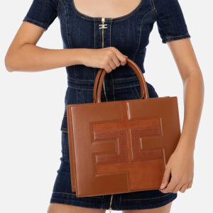 BS11A31E2_600-mdl Καφέ Τσάντα Shopper Με Logo elisabetta franchi
