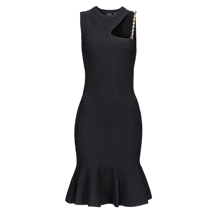 100428A0LF_Z99-00 Polonio Μαύρο Φόρεμα Με Αλυσίδα pinko