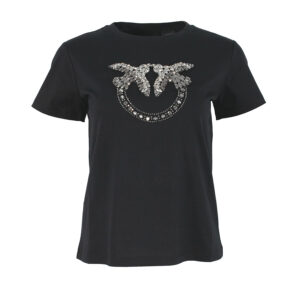 100535A0MA_Z99-00 Quentin Μαύρο T-Shirt Με Love Birds pinko
