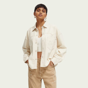 169748_5525-mdl Άσπρο Τζιν Πουκάμισο Με Τσέπες maison scotch and soda