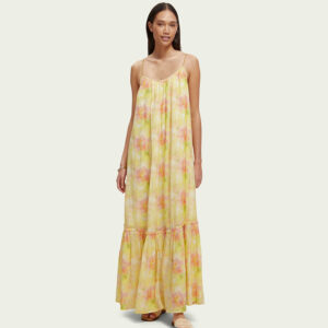 171834_5729-mdl Κίτρινο Εμπριμέ Τιραντέ Φόρεμα maison scotch and soda