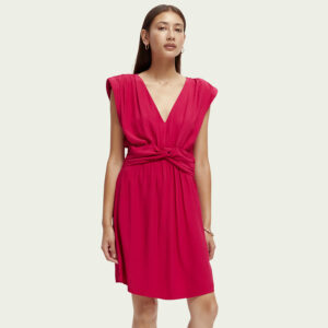 172094_5833-mdl Κόκκινο Φόρεμα Με Ζώνη Κόμπο maison scotch and soda