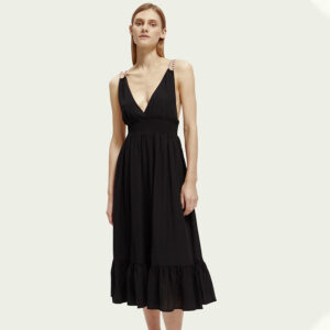 172819_0008-mdl Μαύρο Μεσάτο Φόρεμα Με Βολάν maison scotch and soda
