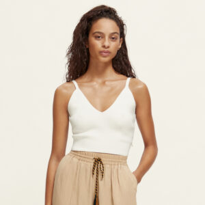 172839_5695-mdl Άσπρο Πλεκτό Crop Top maison scotch and soda