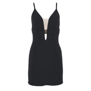 AB32131E2_110-00 Κοντό Μαύρο Εφαρμοστό Φόρεμα elisabetta franchi