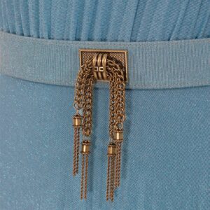 AB44332E2_016-02 Γαλάζιο Αμπιγιέ Πλισέ Φόρεμα elisabetta franchi