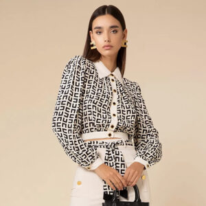 CA00831E2_E84-mdl Ασπρόμαυρο Crop Πουκάμισο elisabetta franchi