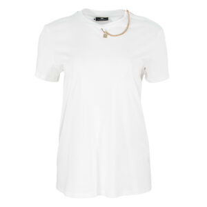 MA00831E2_270-00 Άσπρο T-Shirt Με Φερμουάρ Και Αλυσίδα elisabetta franchi