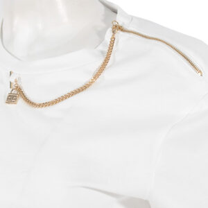 MA00831E2_270-02 Άσπρο T-Shirt Με Φερμουάρ Και Αλυσίδα elisabetta franchi
