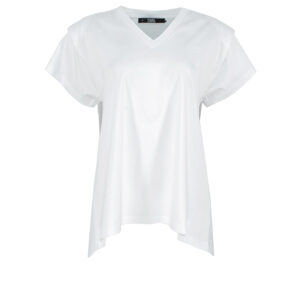 231W1704_100-00 Άσπρο Χαλαρό T-Shirt Με V karl lagerfeld