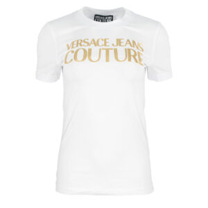 74HAHT01-CJ03T_G03-00 Άσπρο T-Shirt Με Χρυσό Logo versace jeans couture