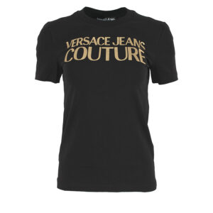 74HAHT01-CJ03T_G89-00 Μαύρο T-Shirt Με Χρυσό Logo versace jeans couture