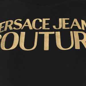 74HAHT01-CJ03T_G89-02 Μαύρο T-Shirt Με Χρυσό Logo versace jeans couture