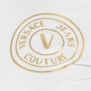 74HAHT08-CJ03T_G03-02 Άσπρο T-Shirt Με Χρυσό Έμβλημα versace jeans couture