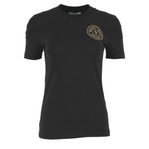74HAHT08-CJ03T_G89-00 Μαύρο T-Shirt Με Χρυσό Έμβλημα versace jeans couture