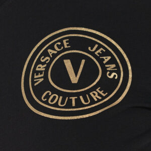 74HAHT08-CJ03T_G89-02 Μαύρο T-Shirt Με Χρυσό Έμβλημα versace jeans couture