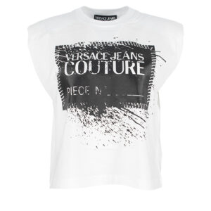74HAHY02-CJ00Y_003-00 Άσπρο T-Shirt Με Splash Logo versace jeans couture