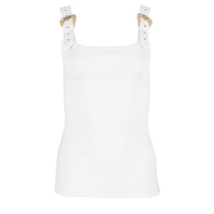 74HAM619-J0004_003-00 Άσπρο Top Με Baroque Αγκράφες versace jeans couture