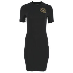 74HAOT06-CJ03T_G89-00 Μαύρο Φόρεμα T-Shirt Με Έμβλημα versace jeans couture