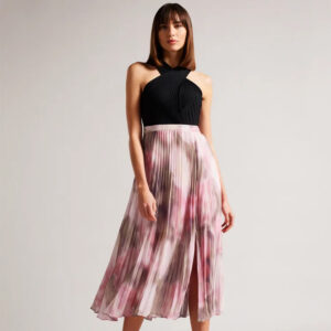 269425_PNK-mdl Loulous Πλισέ Φόρεμα Με Κρουαζέ Μπούστο ted baker