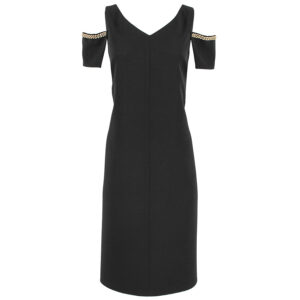 729523_BLK-00 Μαύρο Φόρεμα Με Αλυσίδα Με Στρας pirouette