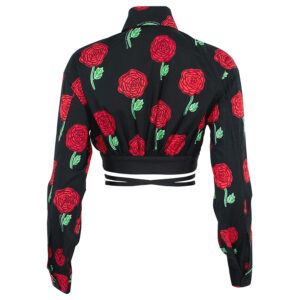 74HAL215-NS205_899-01 Μαύρο Φλοράλ Crop Πουκάμισο VERSACE JEANS COUTURE