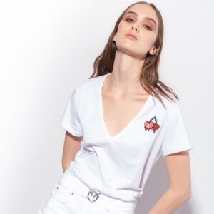 100372A0U3_Z04-mdl Turbato Άσπρο T-Shirt Με Κέντημα pinko