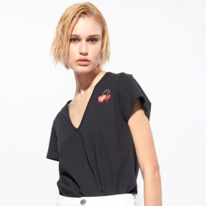 100372A0U3_Z99-mdl Turbato Μαύρο T-Shirt Με Κέντημα pinko