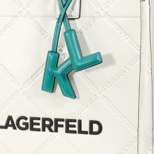 230W3030_110-02 K/Skuare Άσπρη Καπιτονέ Τσάντα Με Logo KARL LAGERFELD