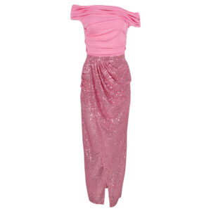 AB36032E2_BB3-00 Ροζ Φόρεμα Με Ντραπέ Μπούστο Και Πούλιες ELISABETTA FRANCHI