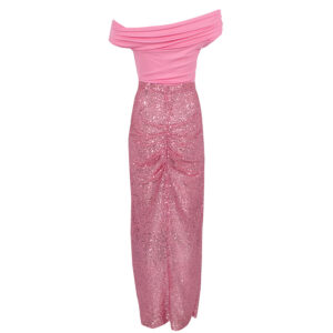 AB36032E2_BB3-01 Ροζ Φόρεμα Με Ντραπέ Μπούστο Και Πούλιες ELISABETTA FRANCHI
