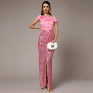 AB36032E2_BB3-mdl Ροζ Φόρεμα Με Ντραπέ Μπούστο Και Πούλιες ELISABETTA FRANCHI