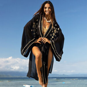 EB-64_BLK-mdl2 Bethany Μαύρη Ρόμπα Κιμονό miss june