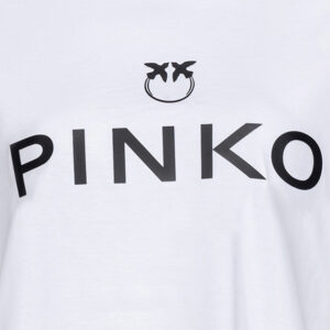 101704A12Y_Z04-02 Scanner Άσπρο Oversize T-Shirt Με Logo pinko