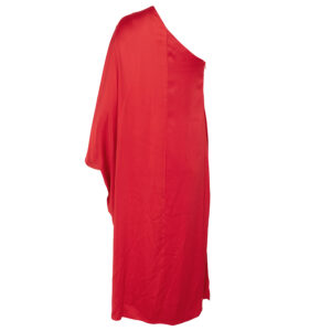 235W1300_448-01 Κόκκινο Σατέν Ντραπέ Φόρεμα Με Έναν Ώμο karl lagerfeld
