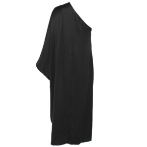 235W1300_999-01 Μαύρο Σατέν Ντραπέ Φόρεμα Με Έναν Ώμο karl lagerfeld